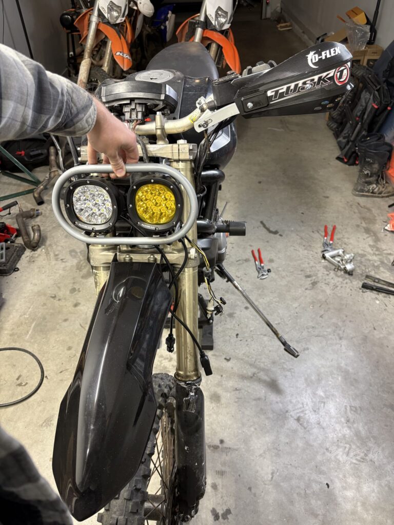 Custom headlight with one white and one amber LED pod